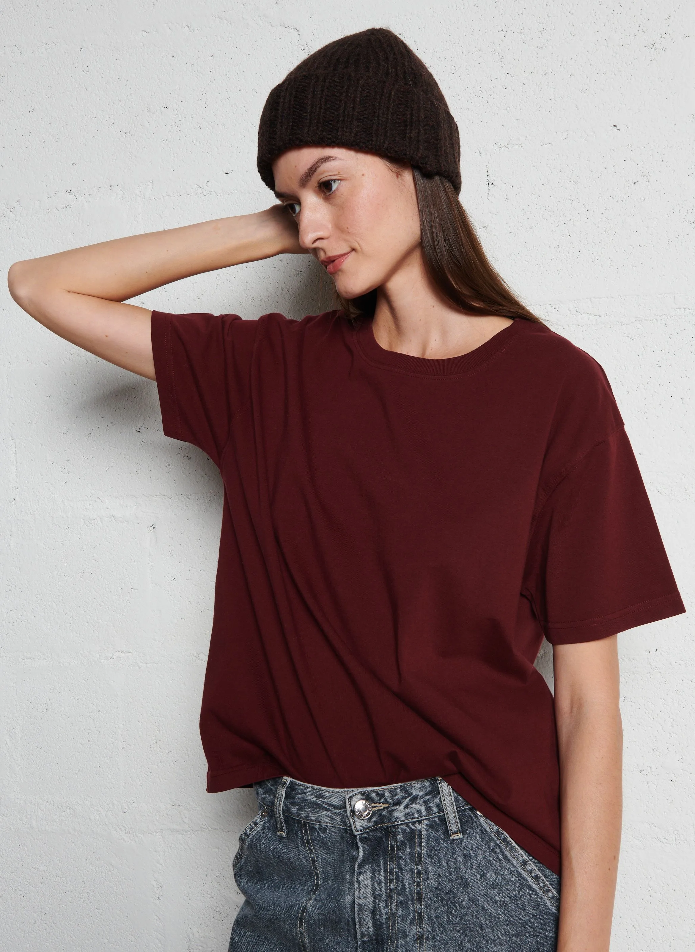 AMERICAN VINTAGE FIZVALLEY - Camiseta de algodón con cuello redondo  en rojo