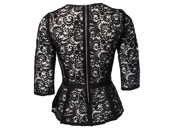 Autre Marque GERARD DAREL, Top de encaje negro con peplum 