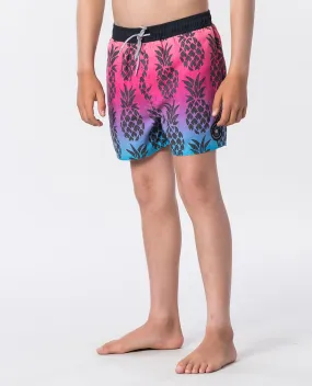 Bañador RIP CURL surfero niño Short elástico Funny Volley Boy Pink Ref. KBOGB4 rosa piña tropical
