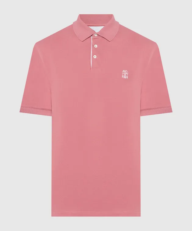 Brunello Cucinelli Pink polo shirt with logo emblem