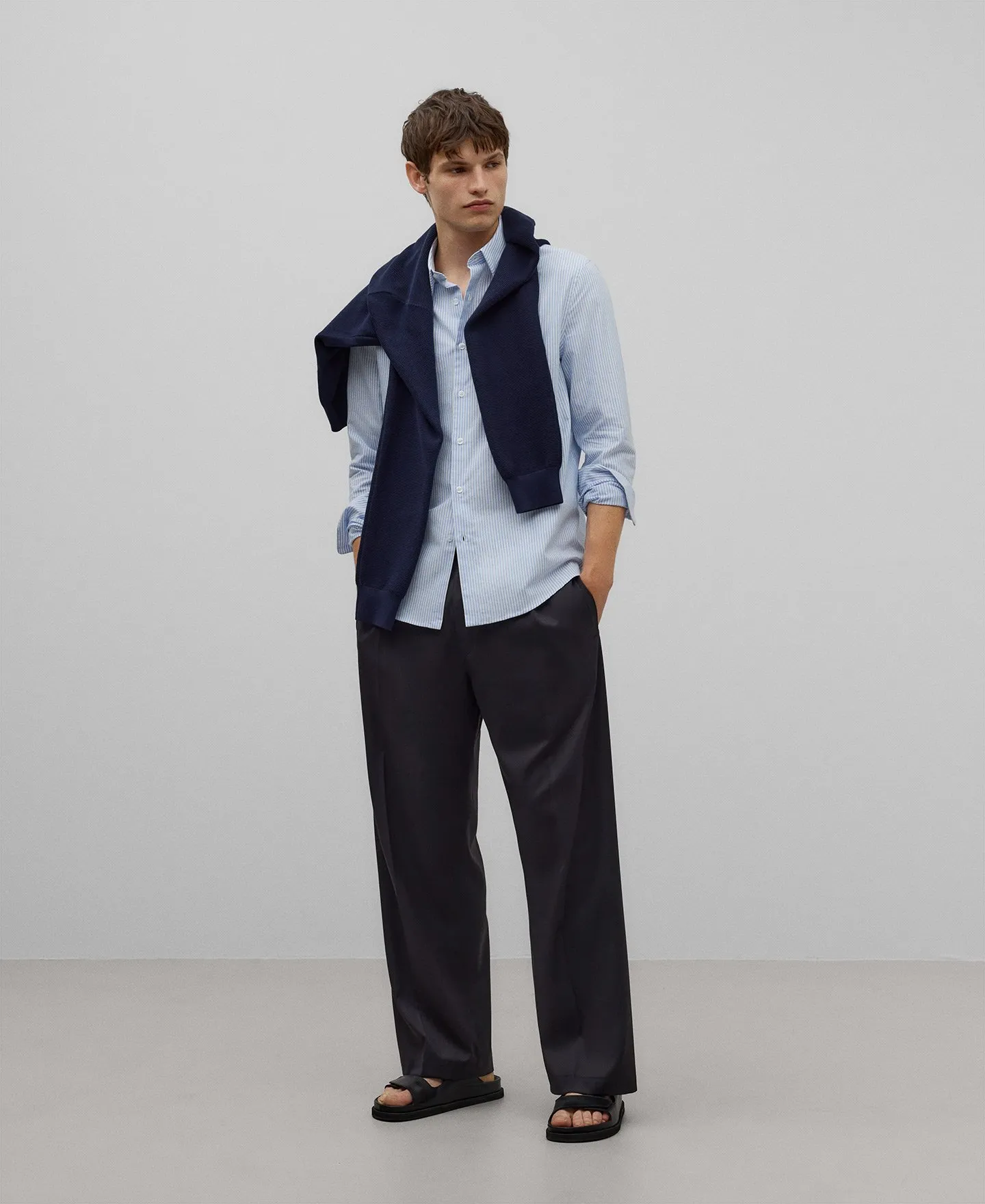 Camisa Oxford algodón rayas hombre