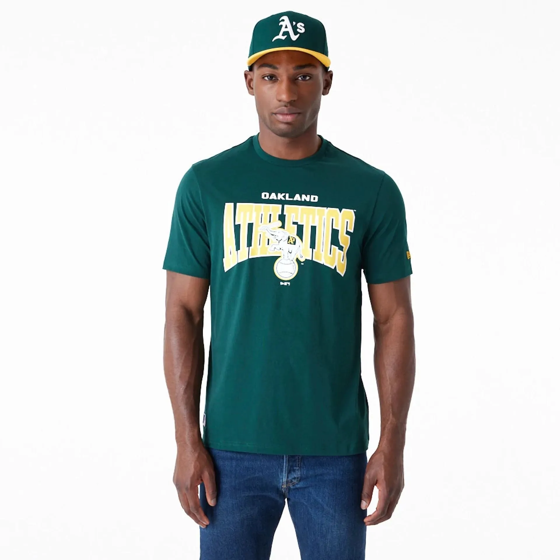 Camiseta verde oscuro con gráfico del logotipo de Oakland Athletics MLB Arch Wordmark.