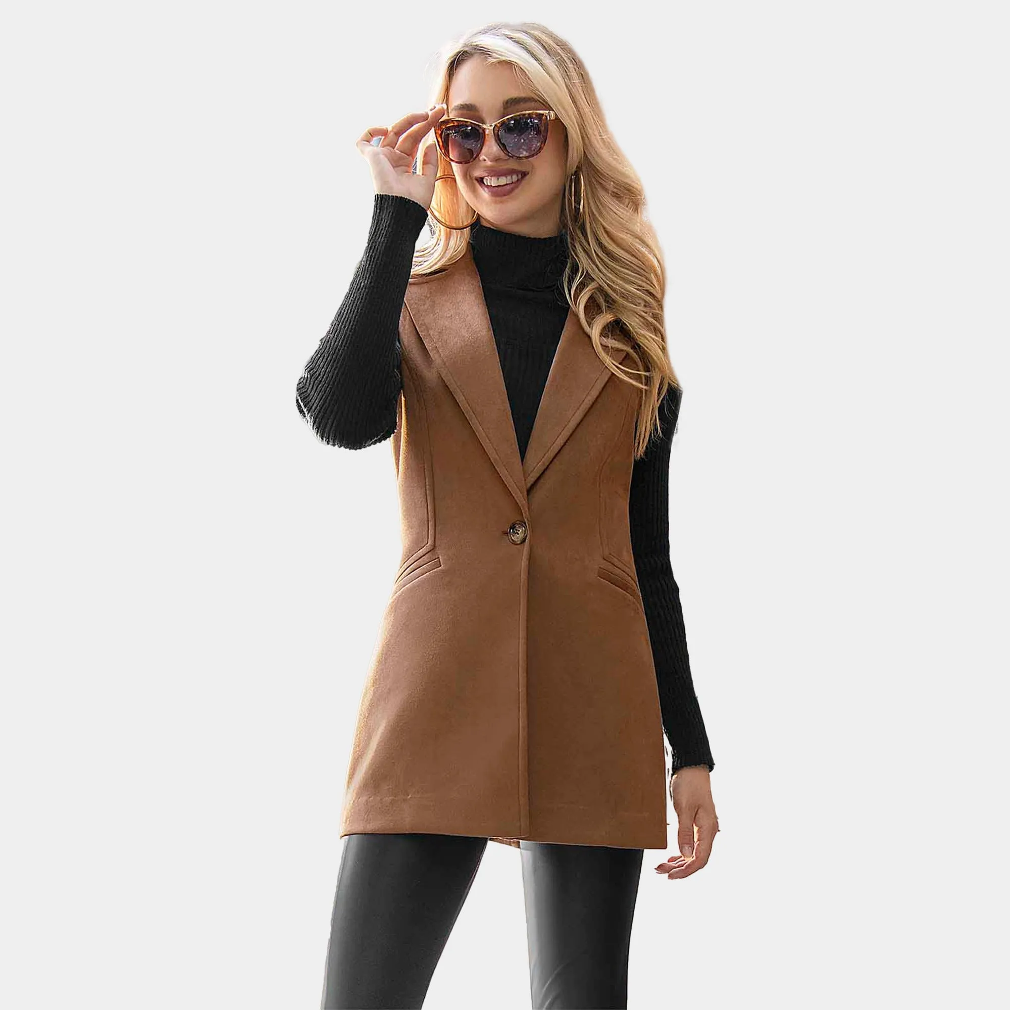 Chaleco Largo de Gamuza Cherry 24607