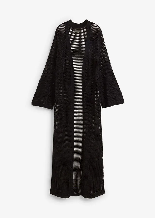 Chaqueta de punto larga Negro