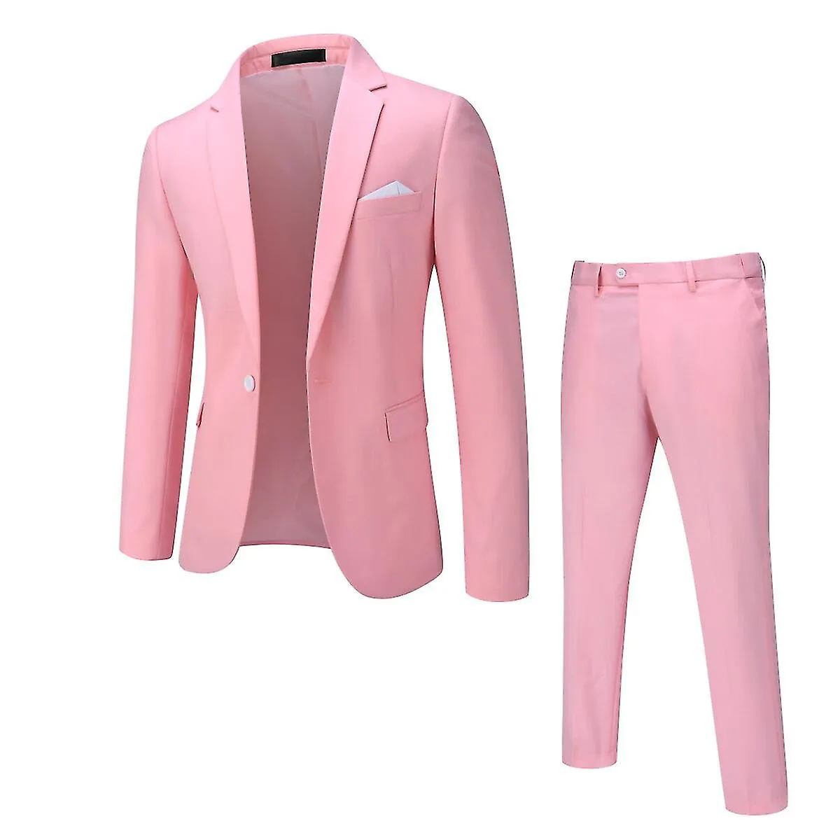 Chaqueta y pantalones de traje ajustado de boda de color sólido de 2 piezas para hombre