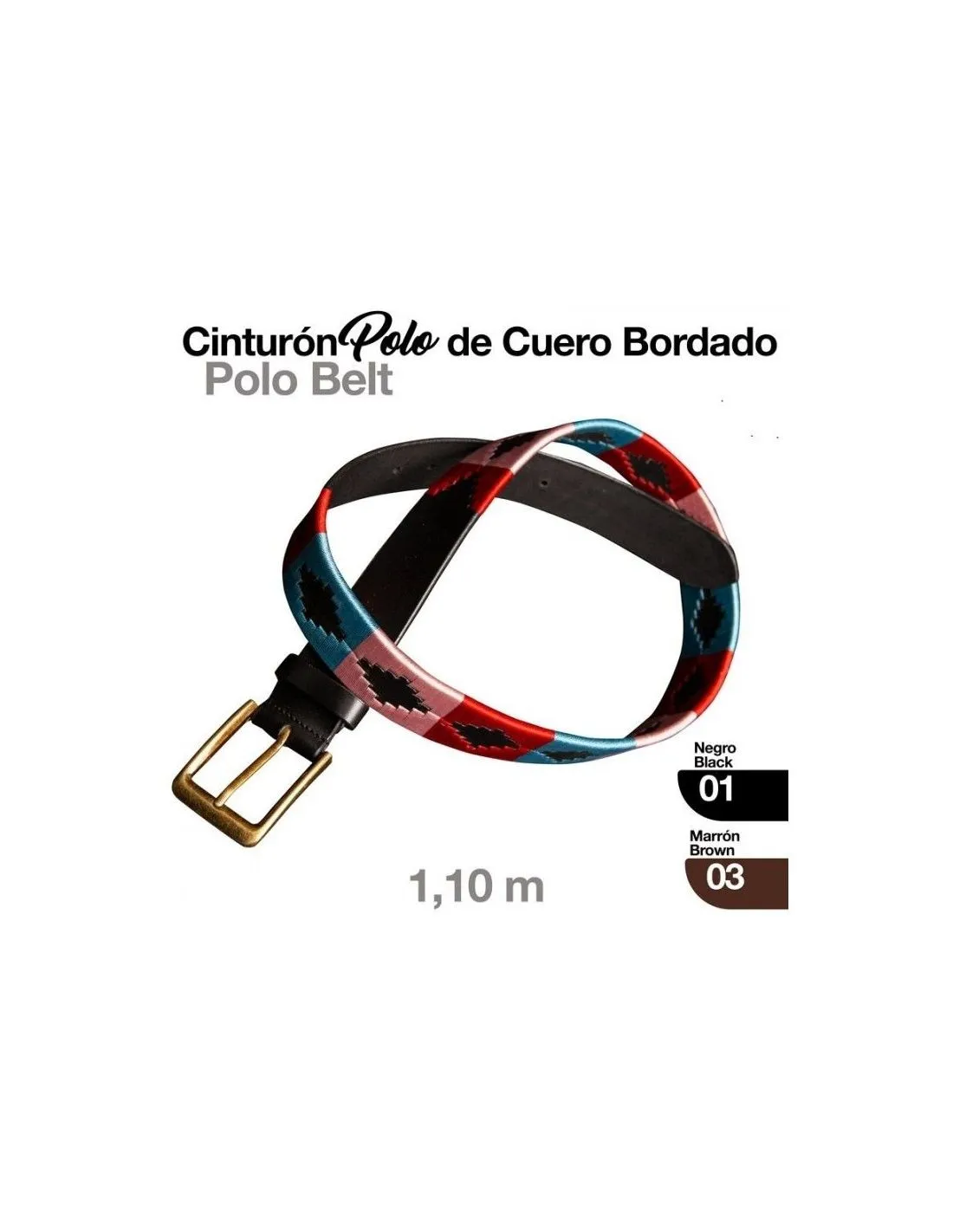 Cinturón Polo de Cuero Bordado