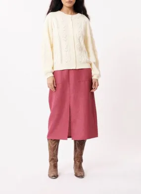 FRNCH ADJIA - Cárdigan de algodón con bordados calados en beige