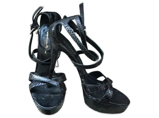 GIANVITO ROSSI Sandalias T.UE 37.5 Pieles exóticas Negro 