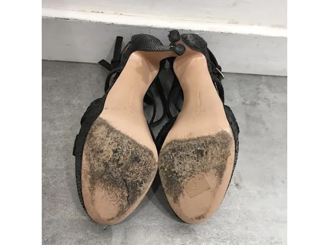 GIANVITO ROSSI Sandalias T.UE 37.5 Pieles exóticas Negro 