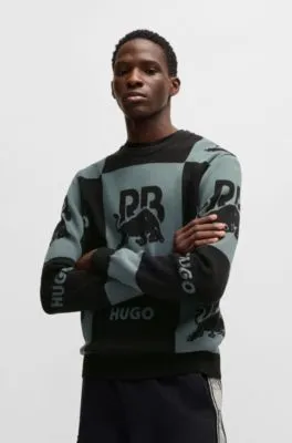 Jersey HUGO x RB en algodón con estampado de ajedrez y motivo de toro