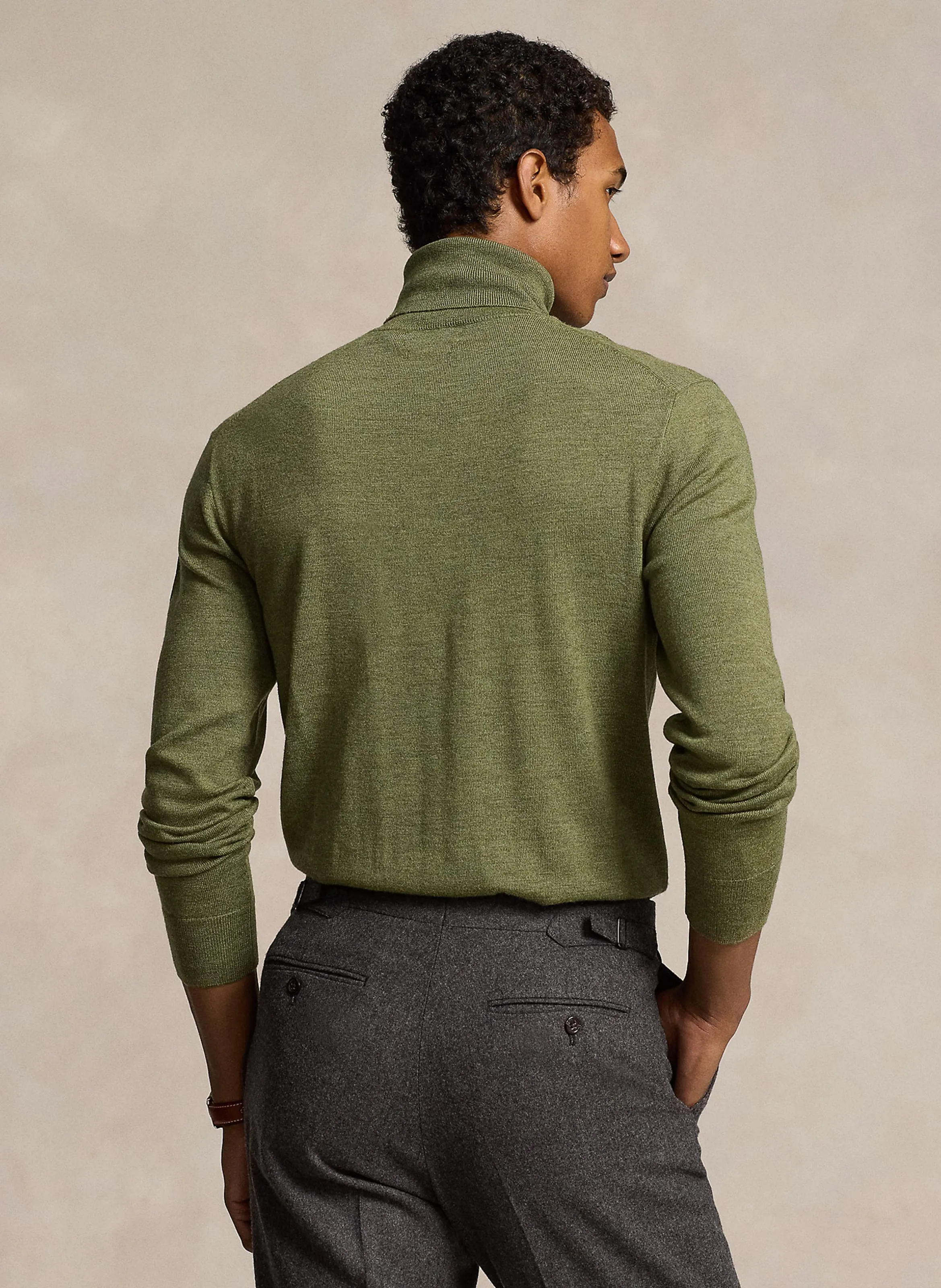 POLO RALPH LAUREN Jersey de cuello alto bordado en lana en verde