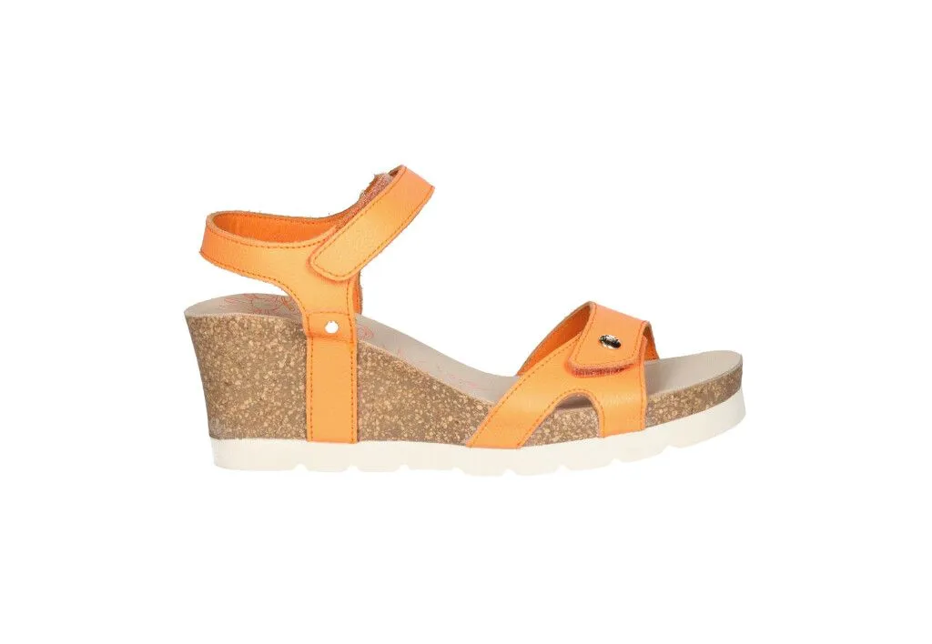 Sandalia Piel Naranja 2 Velcros CuÑa Corcho