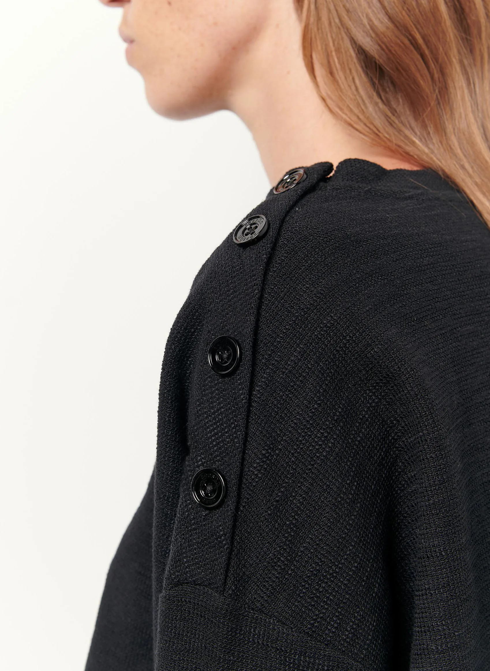 SESSUN AUSTIN - Jersey de mezcla de algodón con cuello redondo en negro