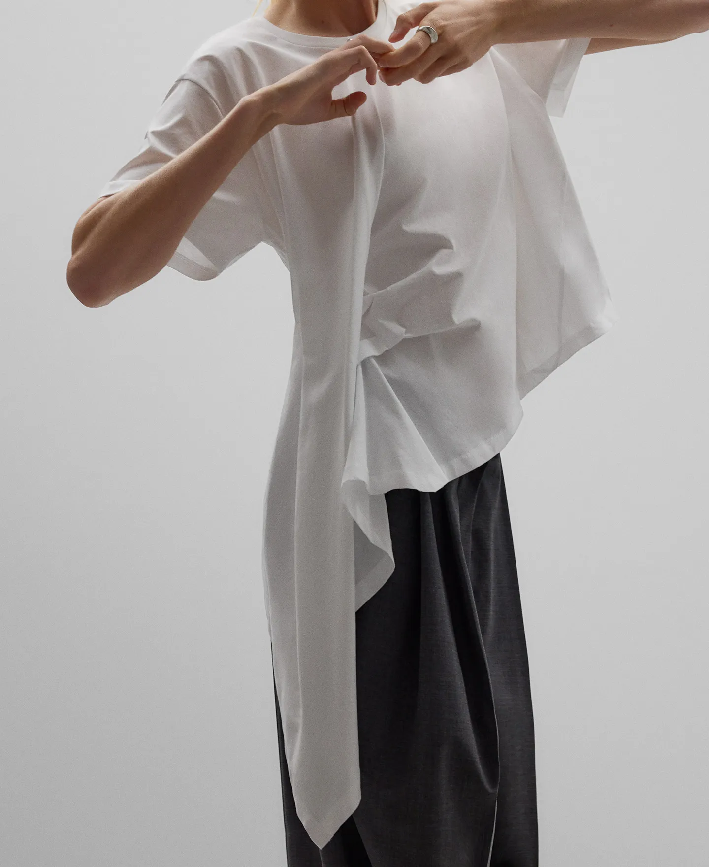 T-shirt with side draping woman