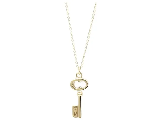 Tiffany & Co Collar mini colgante llave ovalada vintage Tiffany Dorado 