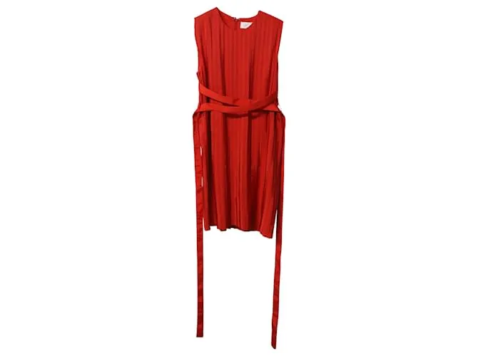 Victoria Victoria Beckham Vestido plisado con cinturón en poliéster rojo Roja 