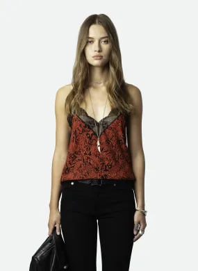 ZADIG&VOLTAIRE CHRISTY - Top lencero de encaje estampado en rojo
