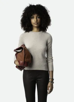 ZADIG&VOLTAIRE SOURCY - Jersey recto de cachemira con cuello redondo en beige